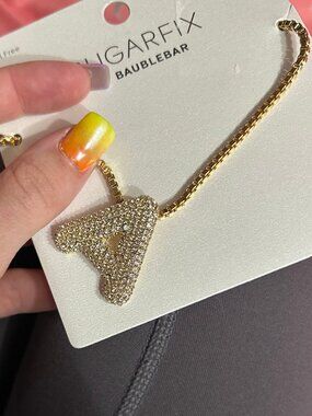 SUGARFIX by BaubleBar NWT Gold Pave Rhinestone Initial A Pendant Necklace